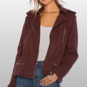 Chaser Cotton Fleece Moto Jacket In Wine